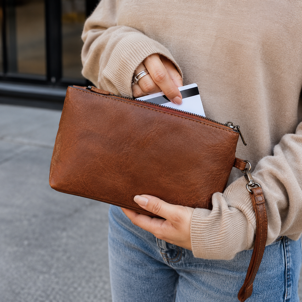 Cartera de mano oxyn cuero