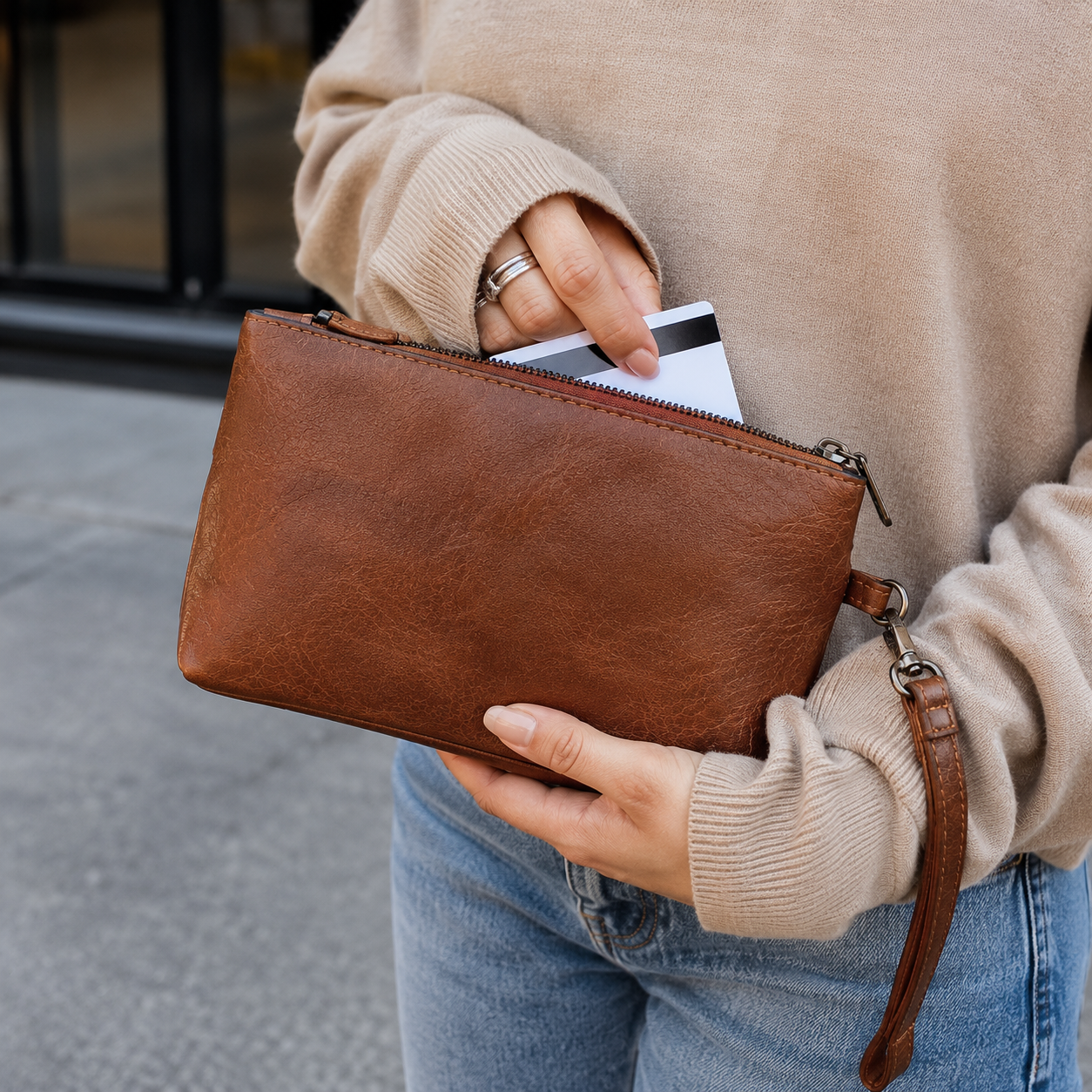 Cartera de mano oxyn cuero